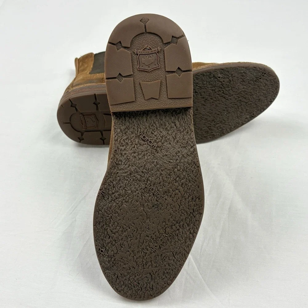 H S Trask Britton Chelsea Waxed Suede Boots 8M  Brown Vibram Soles EUC